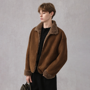 CAKUNTA 重磅防风防寒皮毛一体两面穿夹克 A面棉羊毛/B面麂皮
