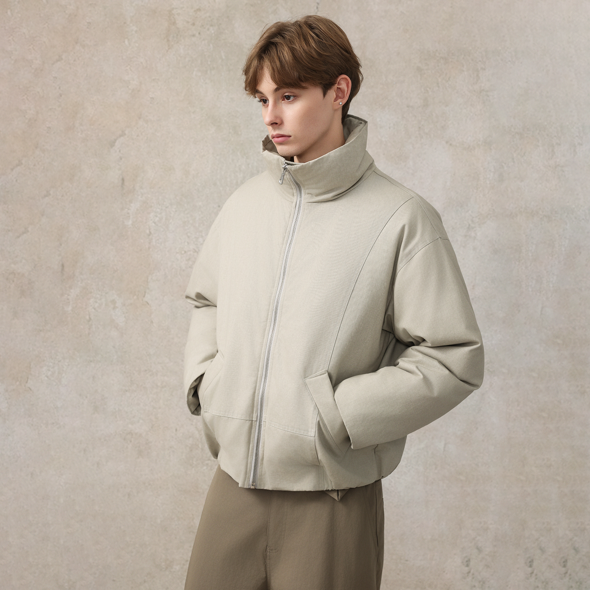 CAKUNTA牛仔外壳蓬松羽绒服