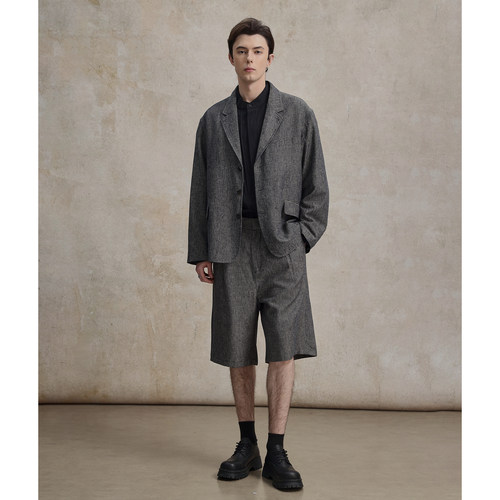 CAKUNTA经典平驳领亚麻西服外套