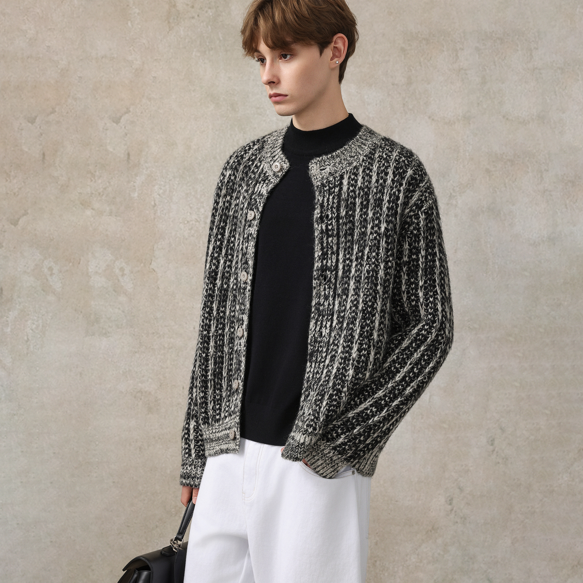 CAKUNTA复古羊毛混纱毛衣开衫