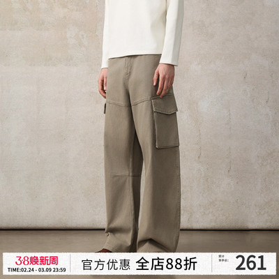 CAKUNTA重磅全棉做旧弯刀工装裤
