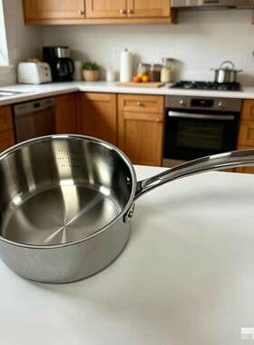 美国维京20*10厘米不锈钢304平底锅奶锅宝宝辅食锅煮面锅1.15kg