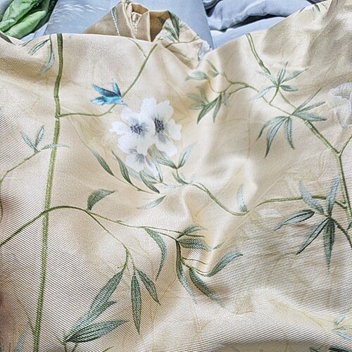 米黄色花竹纤维枕巾一对50＊80