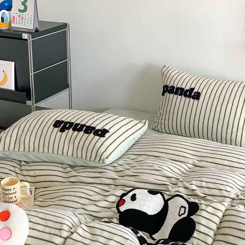 2023新款A类高克重毛巾绣刺绣米粒美丽绒牛奶绒四件套系列DZ