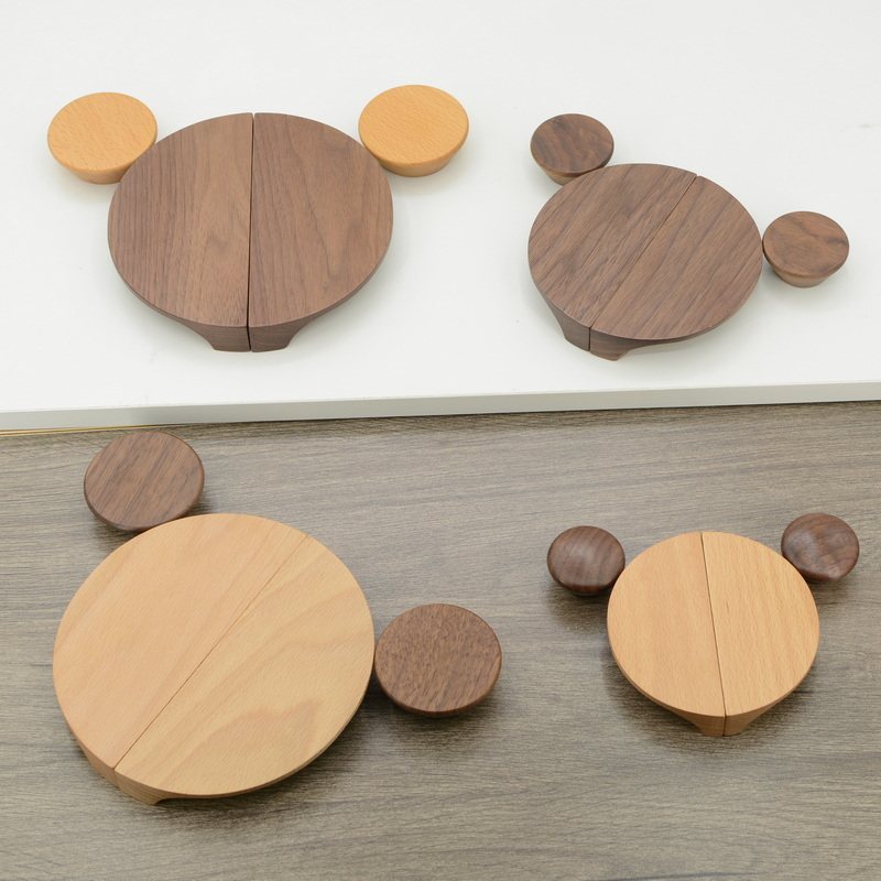 可爱儿童房衣柜拉手原木米色卡通老鼠拉手实木半圆形抽屉柜门把手,基础建材,小拉手,淘宝优惠券,粉丝福利购,淘宝优惠卷