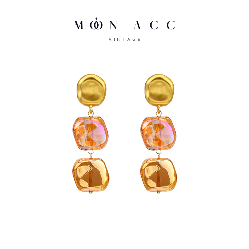 女不规则串珠长款幻彩耳环耳环