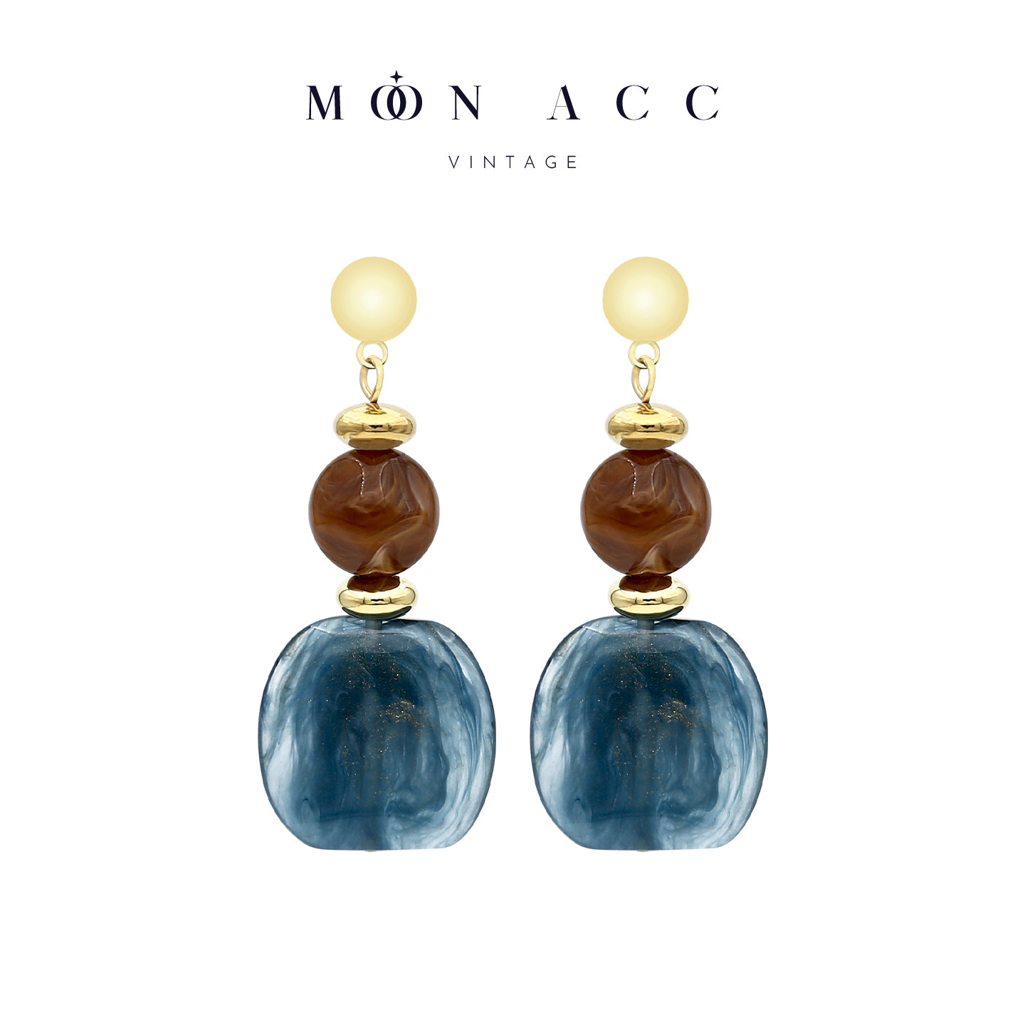 MOON ACC/复古美拉德蓝色高级感耳环 几何晕染气质无耳洞耳夹耳饰,饰品/流行首饰/时尚饰品新,耳环,淘宝优惠券,粉丝福利购,淘宝优惠卷