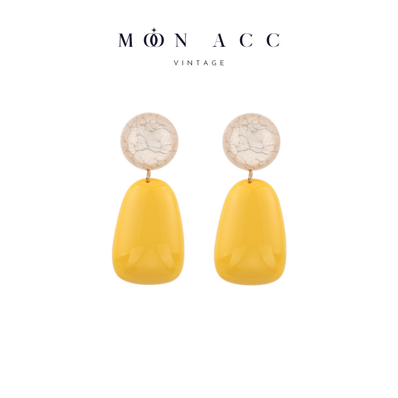 MOON ACC/姜黄色几何耳钉小众设计高级感复古气质百搭耳环无耳洞,饰品/流行首饰/时尚饰品新,耳环,淘宝优惠券,粉丝福利购,淘宝优惠卷