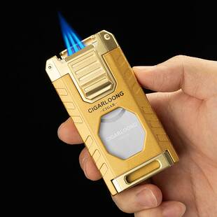 茄龙雪茄打火机强悍三火防风多功能打火机带烟托平剪通针CB-25E1