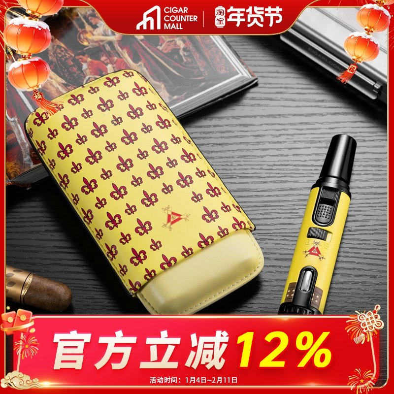 茄龙烟具套装两件套三支装雪茄套防风打火机便携旅行礼盒CT-24IP