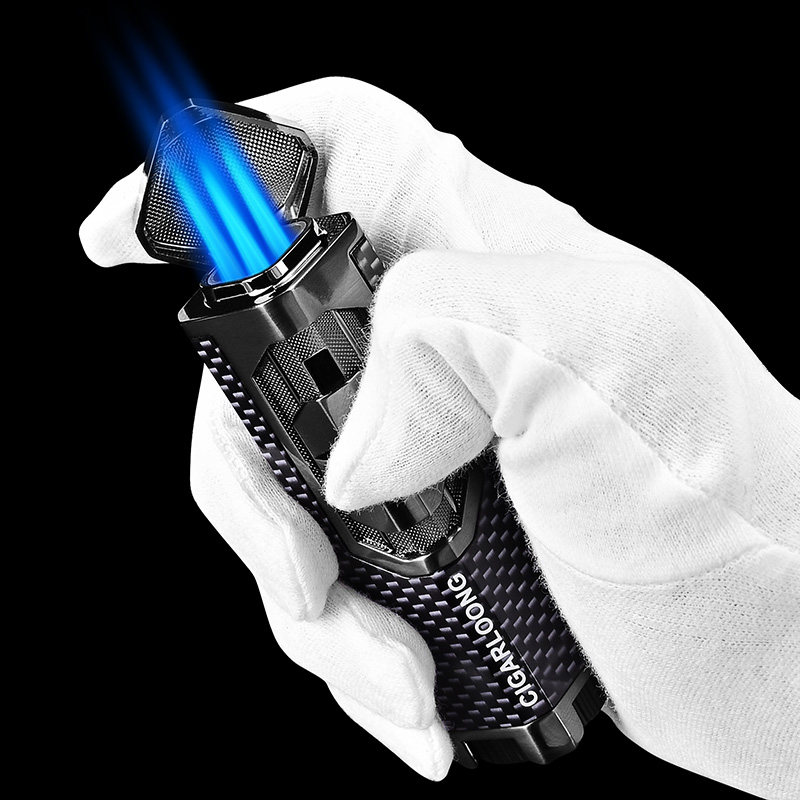 茄龙雪茄打火机合金高压直冲充气打火机时尚便携式点烟器礼盒包装