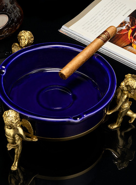 CIGARLOONG茄龙雪茄烟灰缸铜底座陶瓷烟灰缸大口径雕刻CLG-23EP19