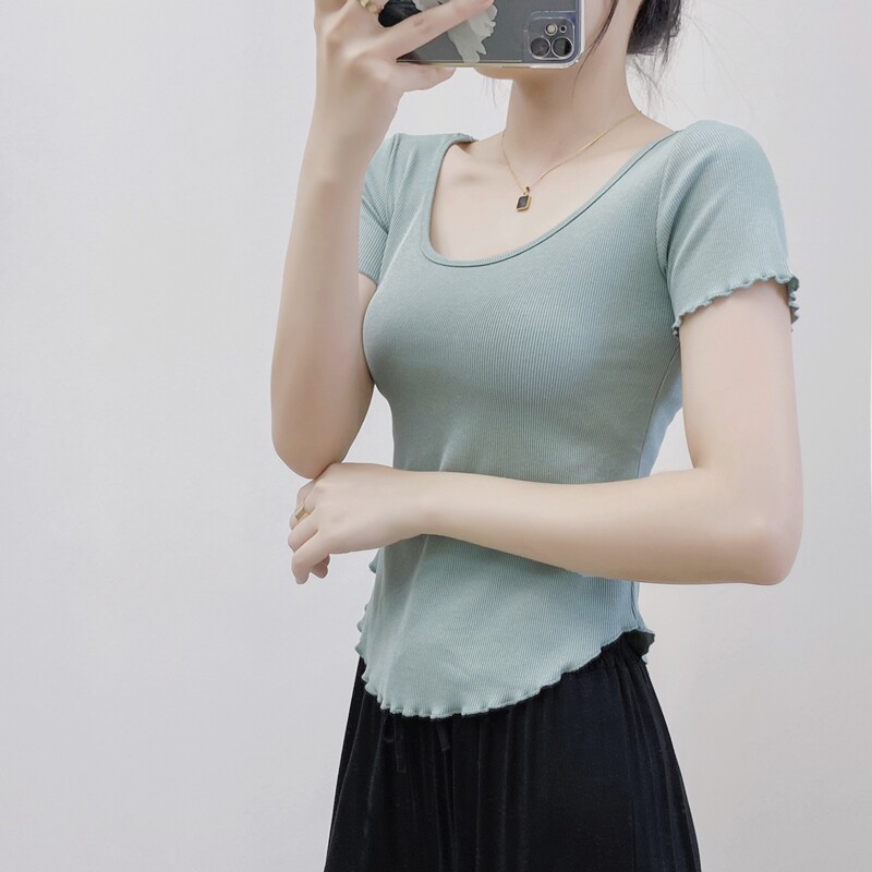 舞蹈练功服上衣女成人短袖夏季显瘦古典舞夏天舞蹈生新款运动瑜伽