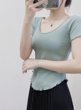 舞蹈练功服上衣女成人短袖夏季显瘦古典舞夏天舞蹈生新款运动瑜伽