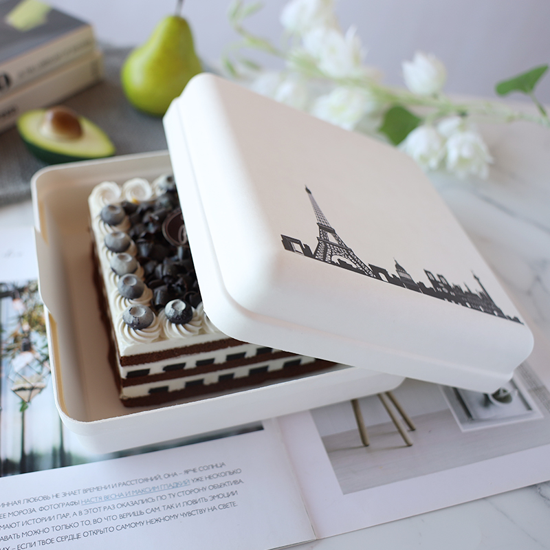 8寸慕斯蛋糕盒6寸巴斯克芝士包装盒打包盒子白色简约免折叠可定制