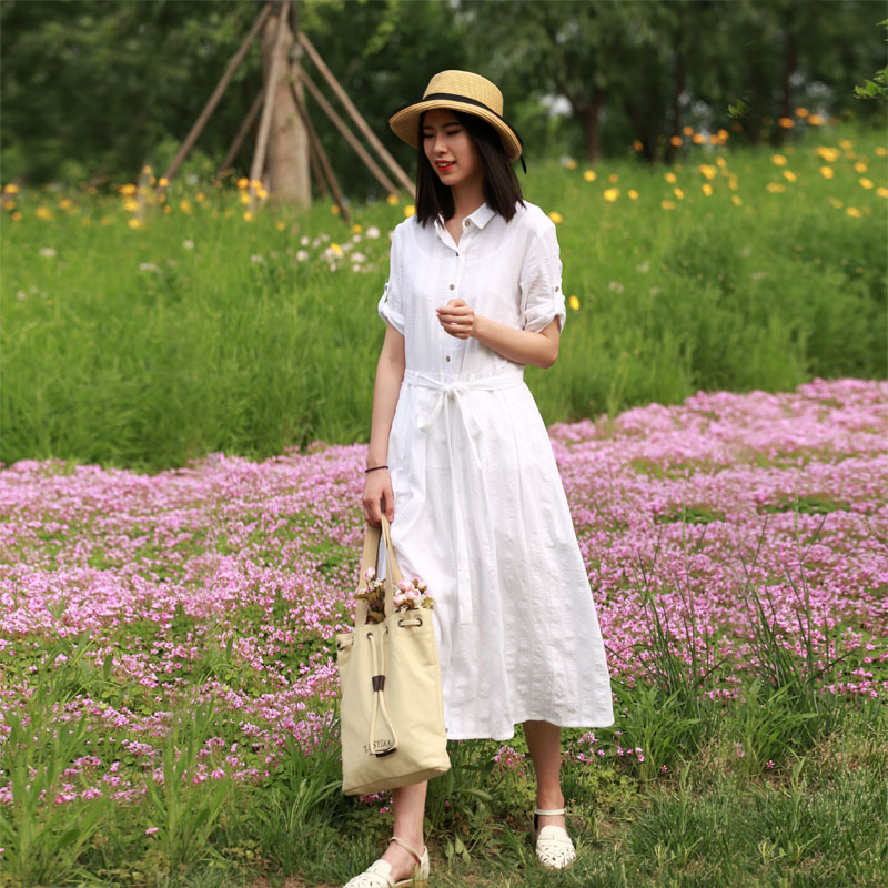 女士长裙夏季新款及踝全棉白色长裙仙气质棉质连衣裙长款女夏