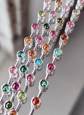 S925银天然碧玺彩虹显白手链
