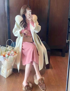 2024新款高端品质升级版雪后初霁狐狸毛羊毛大衣