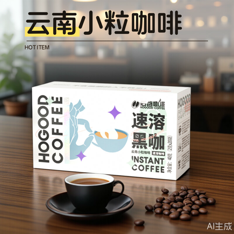后谷云南小粒咖啡0脂速溶黑咖啡