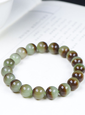 （古晨珠宝）新疆和田玉且末糖白玉圆珠手串手链28g10mm