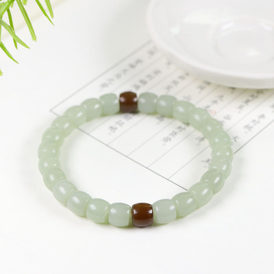 （古晨珠宝）新疆和田玉且末蓝直切珠手串手链诸事如意22g