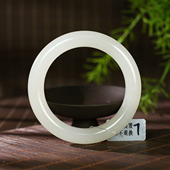 和田玉藕粉圆条手镯润玉缘女款 不议价 玉镯腕间优雅60g56mm