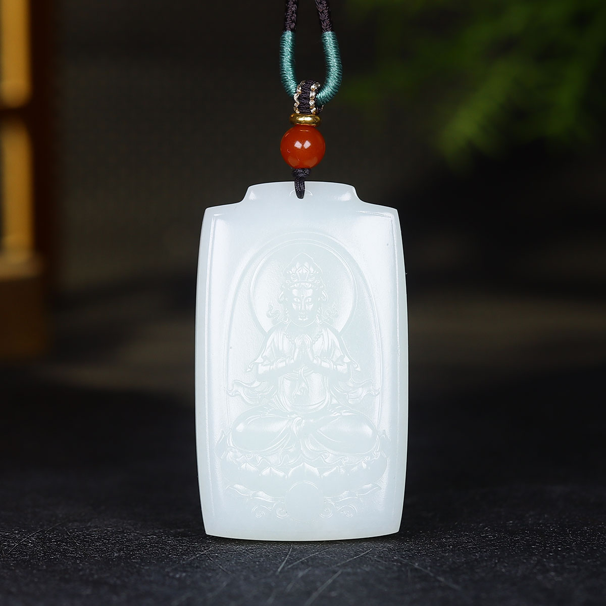 (古晨珠宝) 新疆和田玉羊脂白玉观音挂件吊坠玉坠合掌观音44g