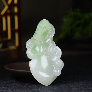 (古晨珠宝) 青海和田玉翠青生肖龙手把件手玩祥龙护主109g