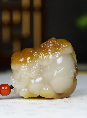 （古晨珠宝）新疆和田玉且末糖白玉大象手把件手玩封侯拜相72g