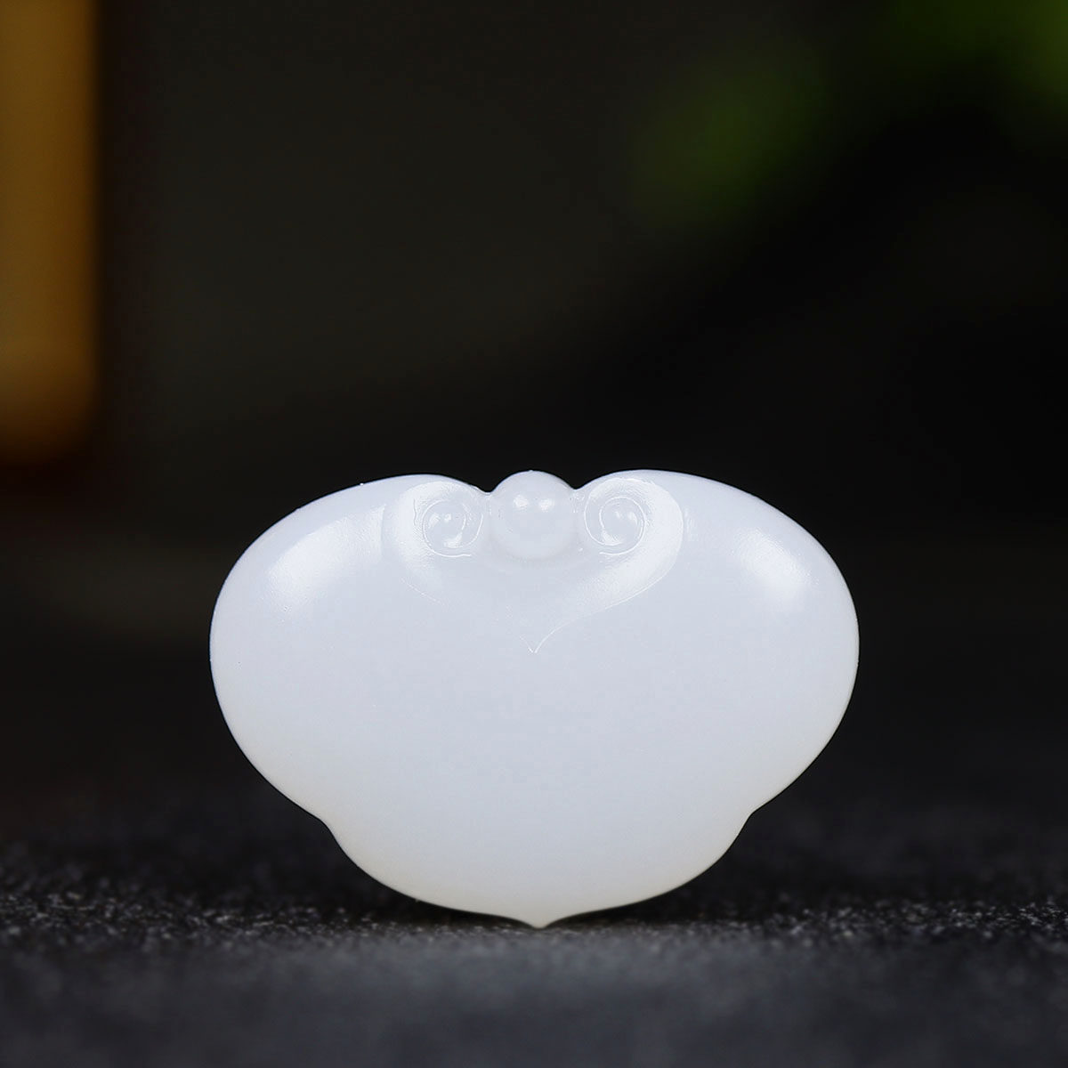 （古晨珠宝）新疆和田玉白玉如意锁挂件吊坠玉坠11g