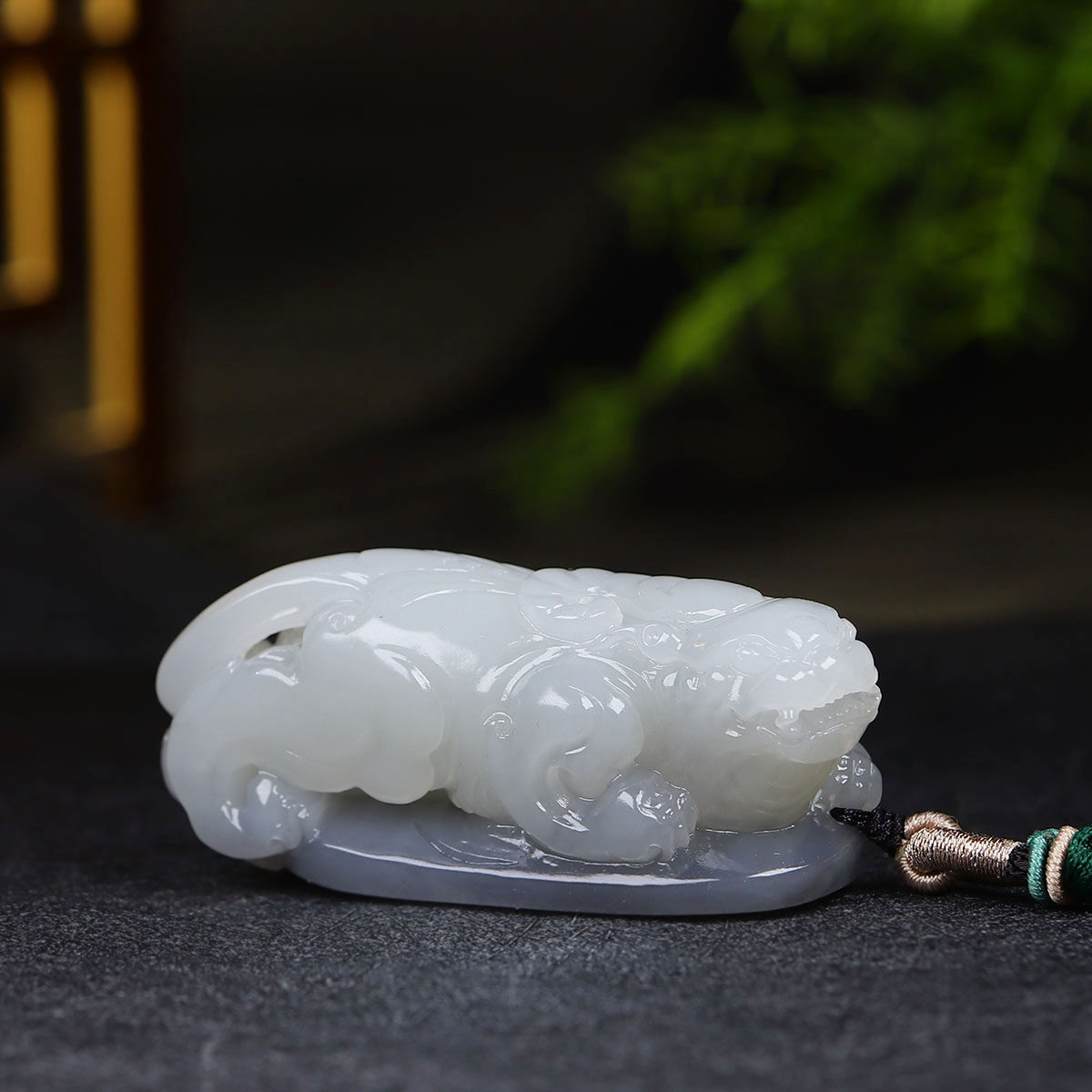 （古晨珠宝）青海和田玉烟紫貔貅手把件手玩料摆件瑞兽赐福113g