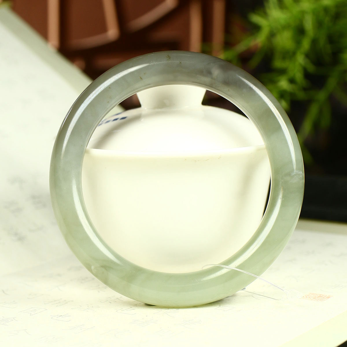 （不议价）润玉缘和田玉烟紫翠青手镯女款玉镯63g59mm