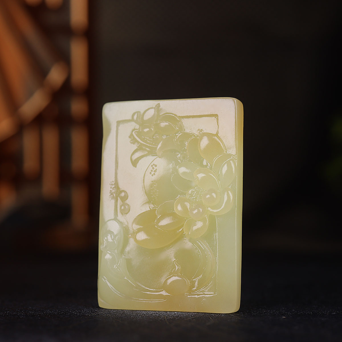 (古晨珠宝) 新疆和田玉糖黄玉莲花悟道挂件玉坠吊坠31g