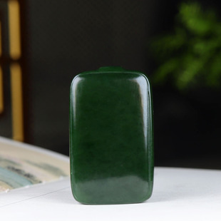 俄罗斯和田玉菠菜绿碧玉无事牌挂件玉牌吊坠玉坠57g 古晨珠宝