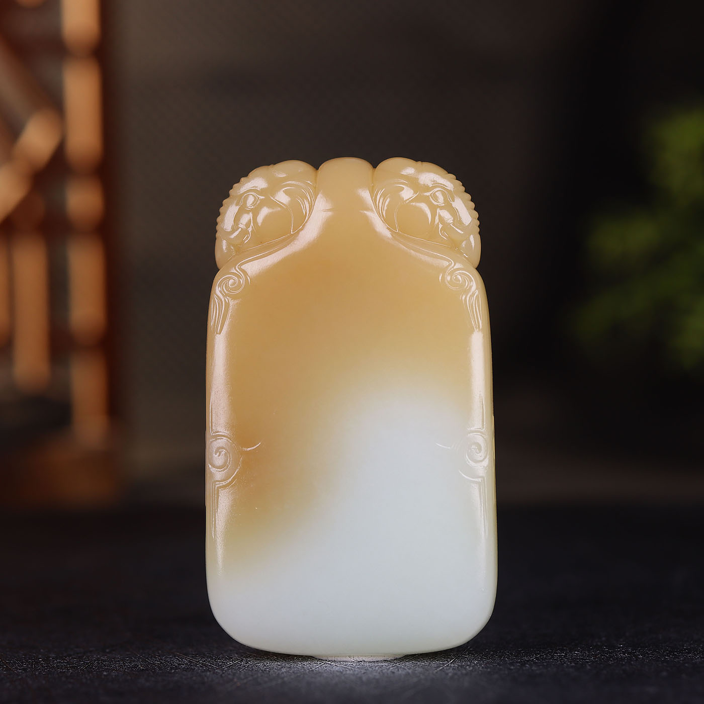 (古晨珠宝)新疆和田玉羊脂糖白玉大象牌挂件吊坠玉坠平安吉祥105g