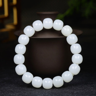 13mm 新疆和田玉羊脂白玉老型珠手串手链64g12 古晨珠宝