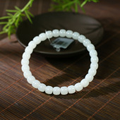 不议价 润玉缘新疆和田玉白玉极限弧细直切单圈手串手链16g6.7mm