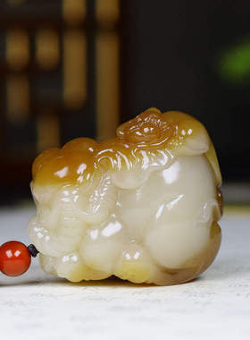 （古晨珠宝）新疆和田玉且末糖白玉大象手把件手玩封侯拜相72g