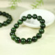 不议价 俄罗斯和田玉老坑菠菜绿黑猫碧玉手串润玉缘手链46g12mm