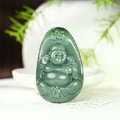 不议价 俄罗斯和田玉鸭蛋青碧玉弥勒佛挂件润玉缘吊坠玉坠42g