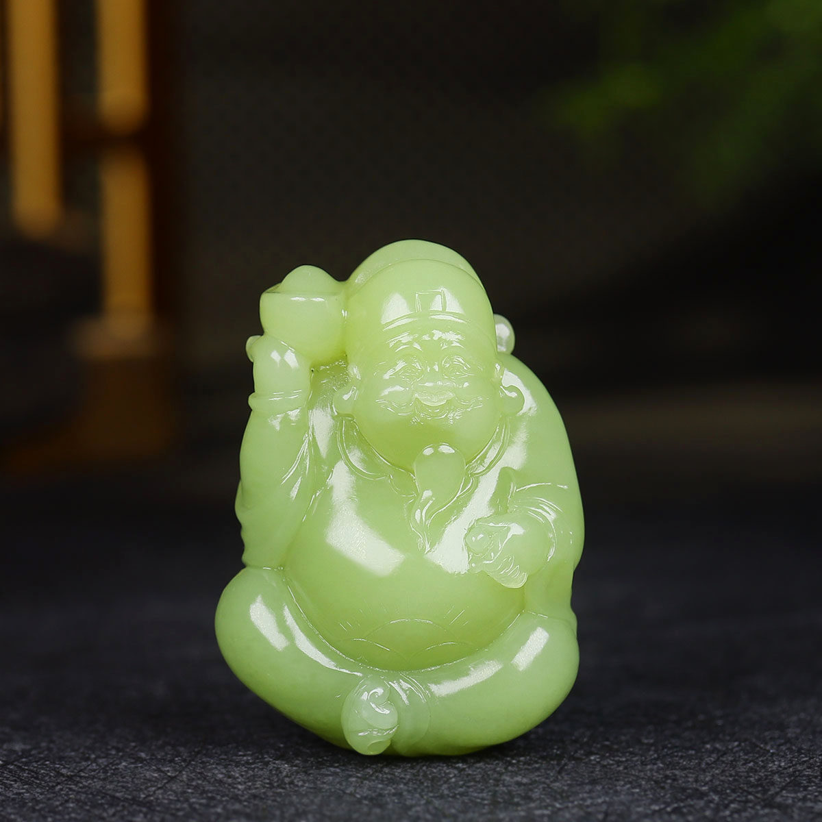 （古晨珠宝）新疆和田玉若羌黄玉财神挂件玉坠吊坠招财进宝58g