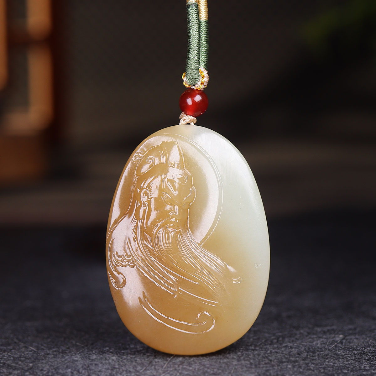 (古晨珠宝)新疆和田玉糖白玉关公挂件玉坠吊坠忠义千秋29g