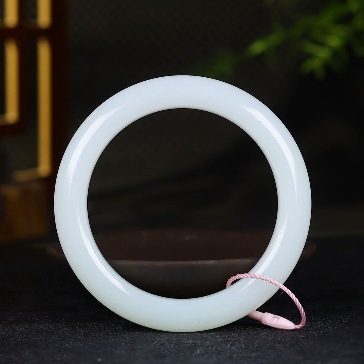 （古晨珠宝）新疆和田玉羊脂白玉手镯玉镯子腕间优雅67g58mm