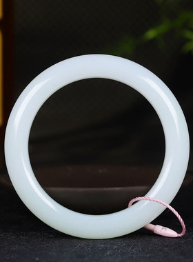 （古晨珠宝）新疆和田玉羊脂白玉手镯玉镯子腕间优雅67g58mm