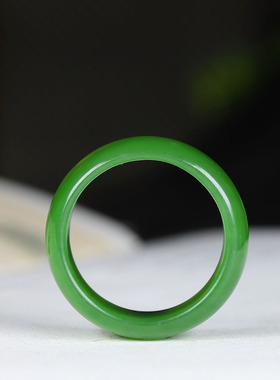 （古晨珠宝）俄罗斯和田玉阳绿碧玉扳指戒指指环6g21mm