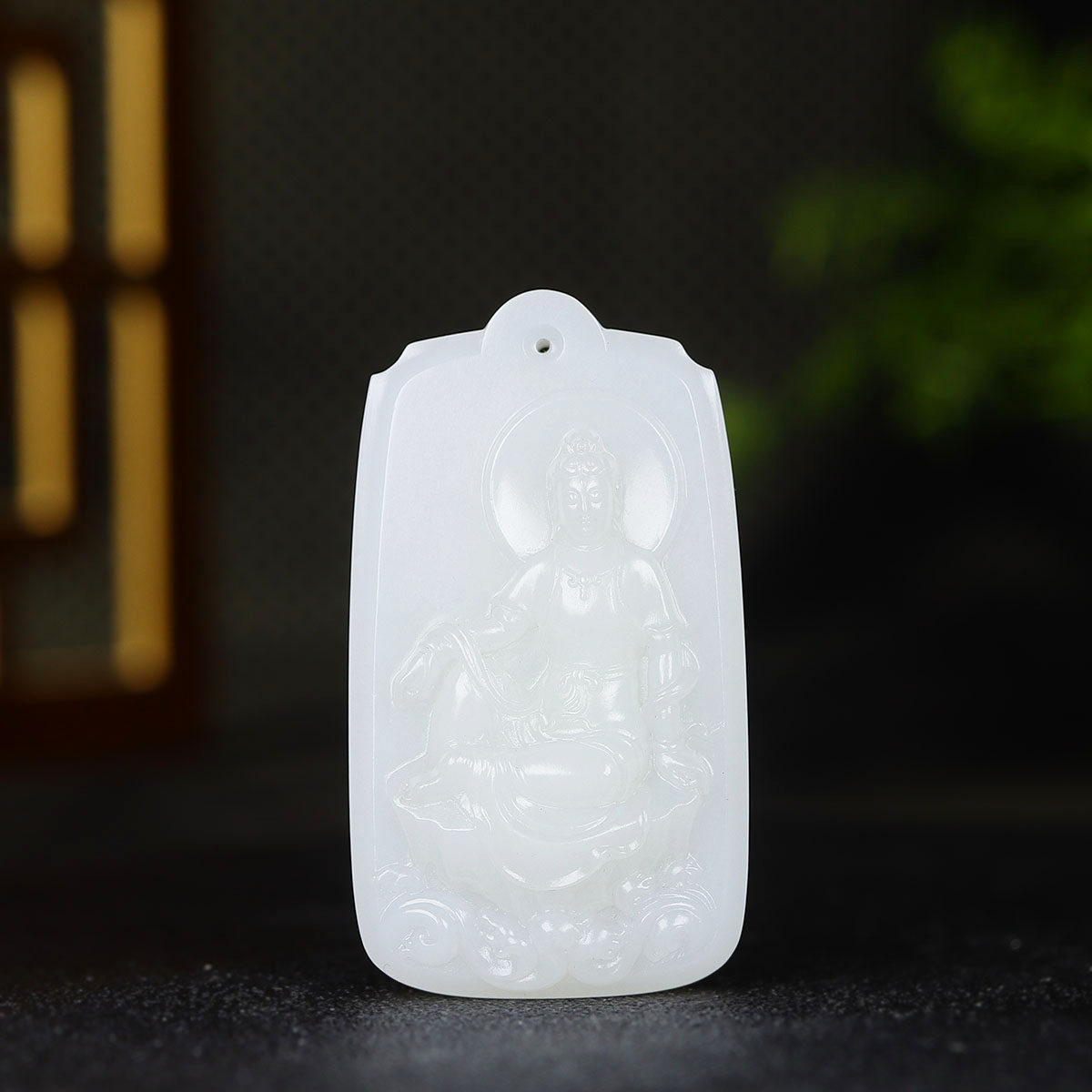 （古晨珠宝）新疆和田玉羊脂白玉苏工观音挂件吊坠玉坠65g