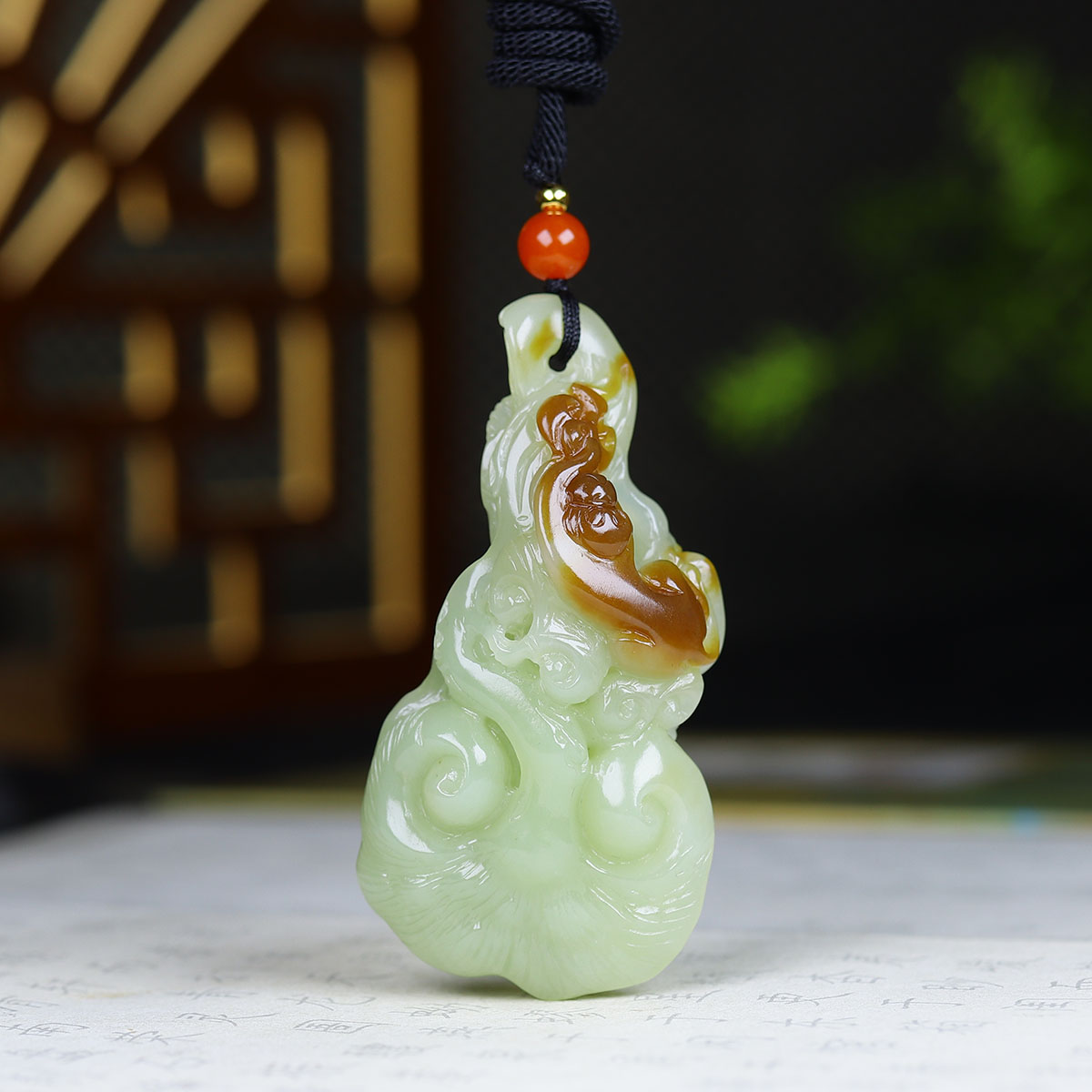 （古晨珠宝）新疆和田玉且末糖白玉如意挂件吊坠玉坠人生如意44g