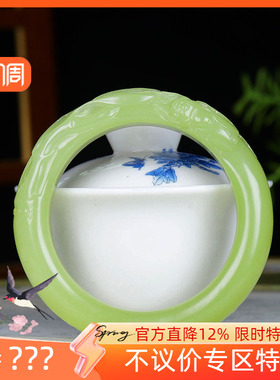 （古晨珠宝）新疆和田玉若羌黄玉雕花手镯女款玉镯81g54mm