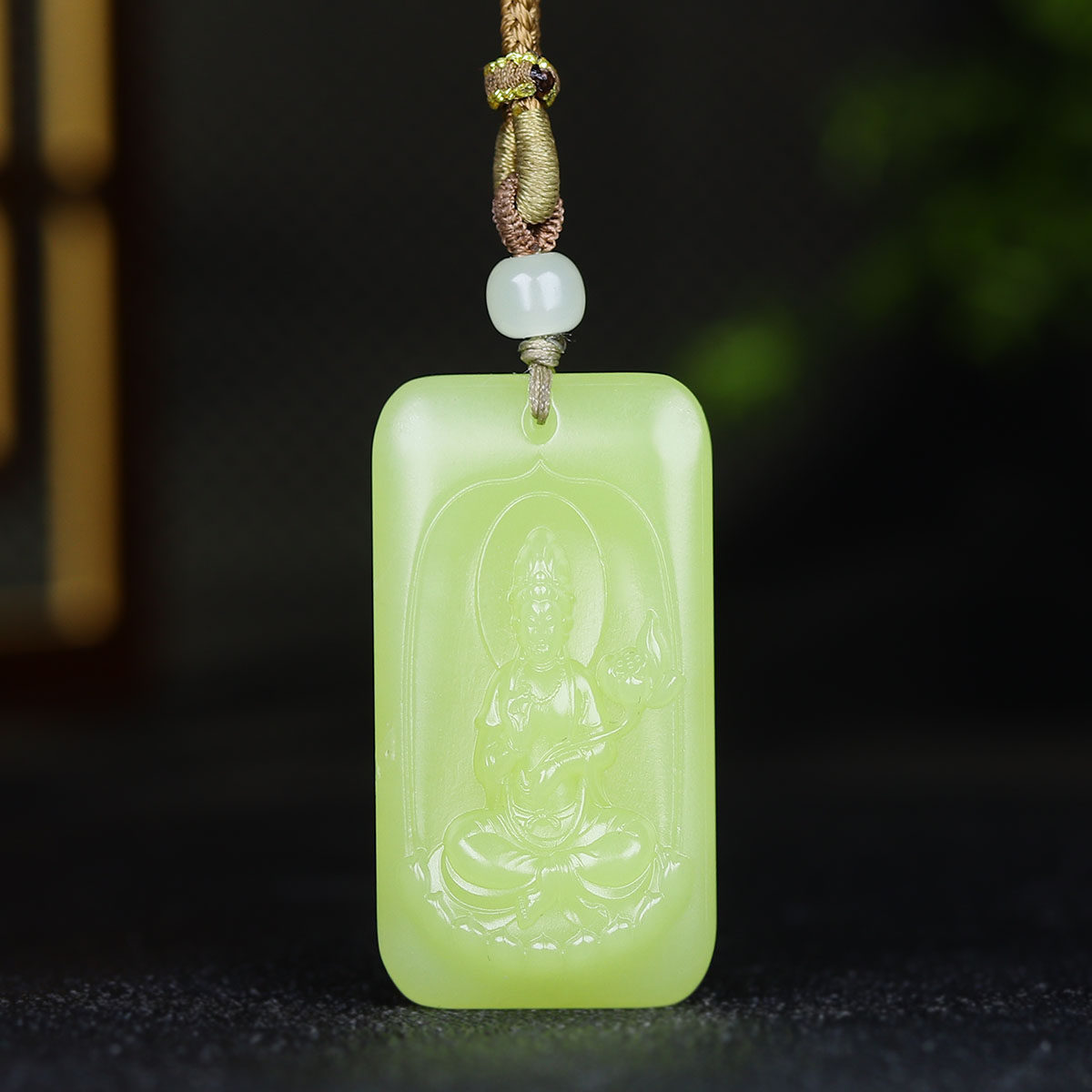 （古晨珠宝）新疆和田玉黄玉观音挂件玉牌吊坠玉坠23g