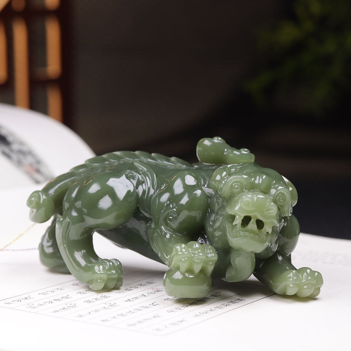 （古晨珠宝）新疆和田玉青黄口貔貅把件手玩摆件招财进宝245g